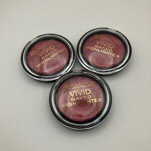 Makeup Revolution Vivid Baked Highlighter Rose Gold Lights 3 Set Bundle